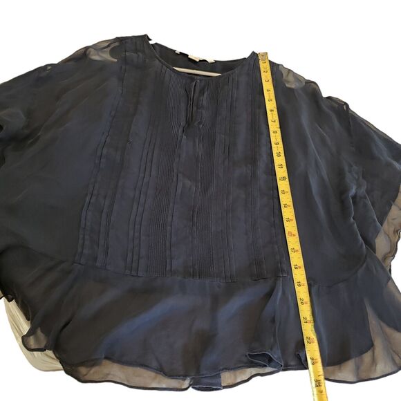 Diane Von Furstenberg Silk Navy Blue Evening Top Long Sleeve Small - Picture 8 of 8